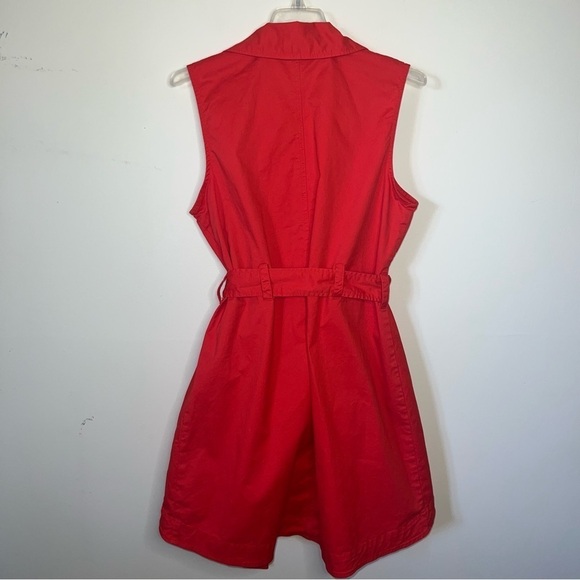 Cabi Poppy Red Runway High Low Button Front Sleeveless Trench Jacket Size 12 - Picture 5 of 10